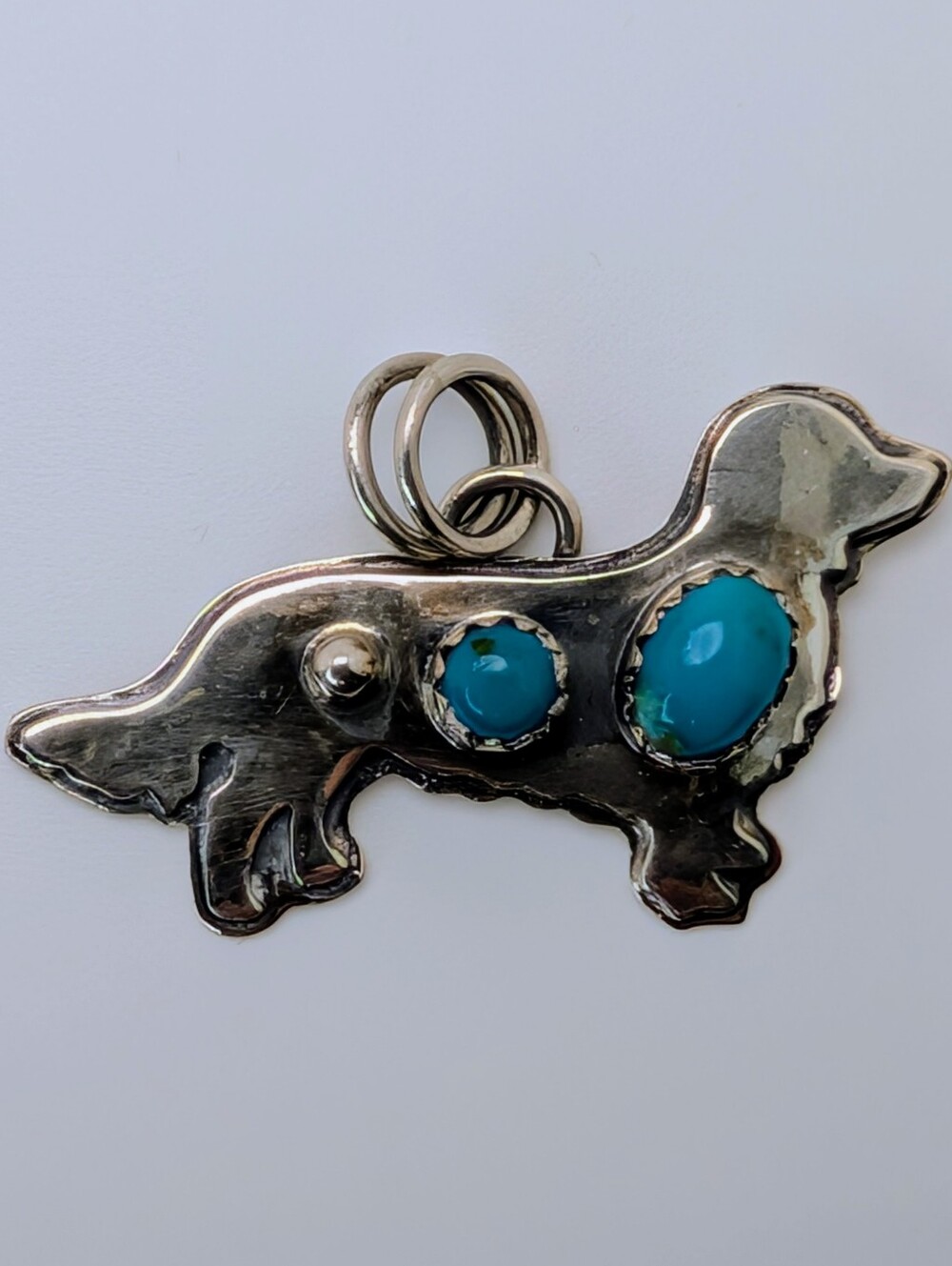 Golden Retriever Dog Kingman Turquoise Pendant S925 Sterling Silver